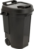  Abfallcontainer 110 L Mit Deckel - Fahrbar Mit Rollen - Stabile Und Robuste Abfalltonne In Schwarz