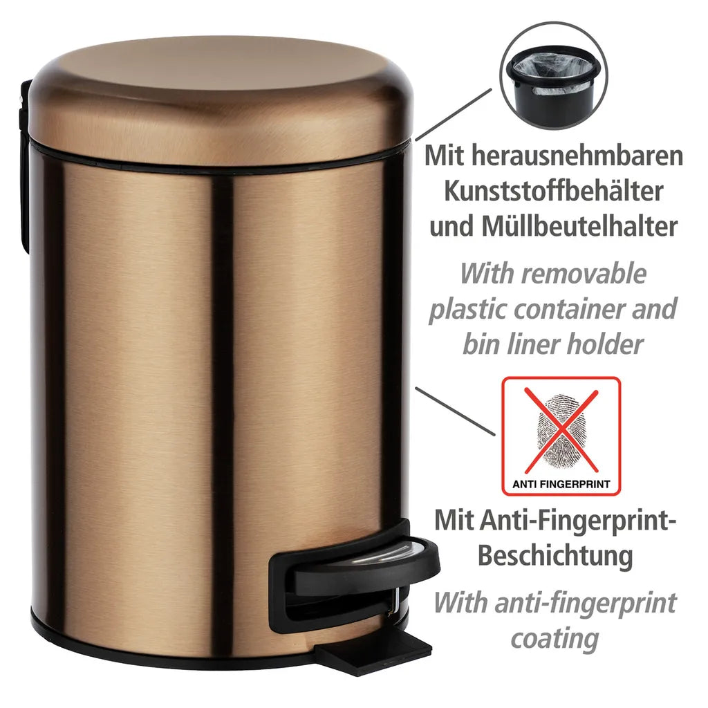 Wenko Kosmetik Treteimer Leman Metallic-Kupfer 3 L