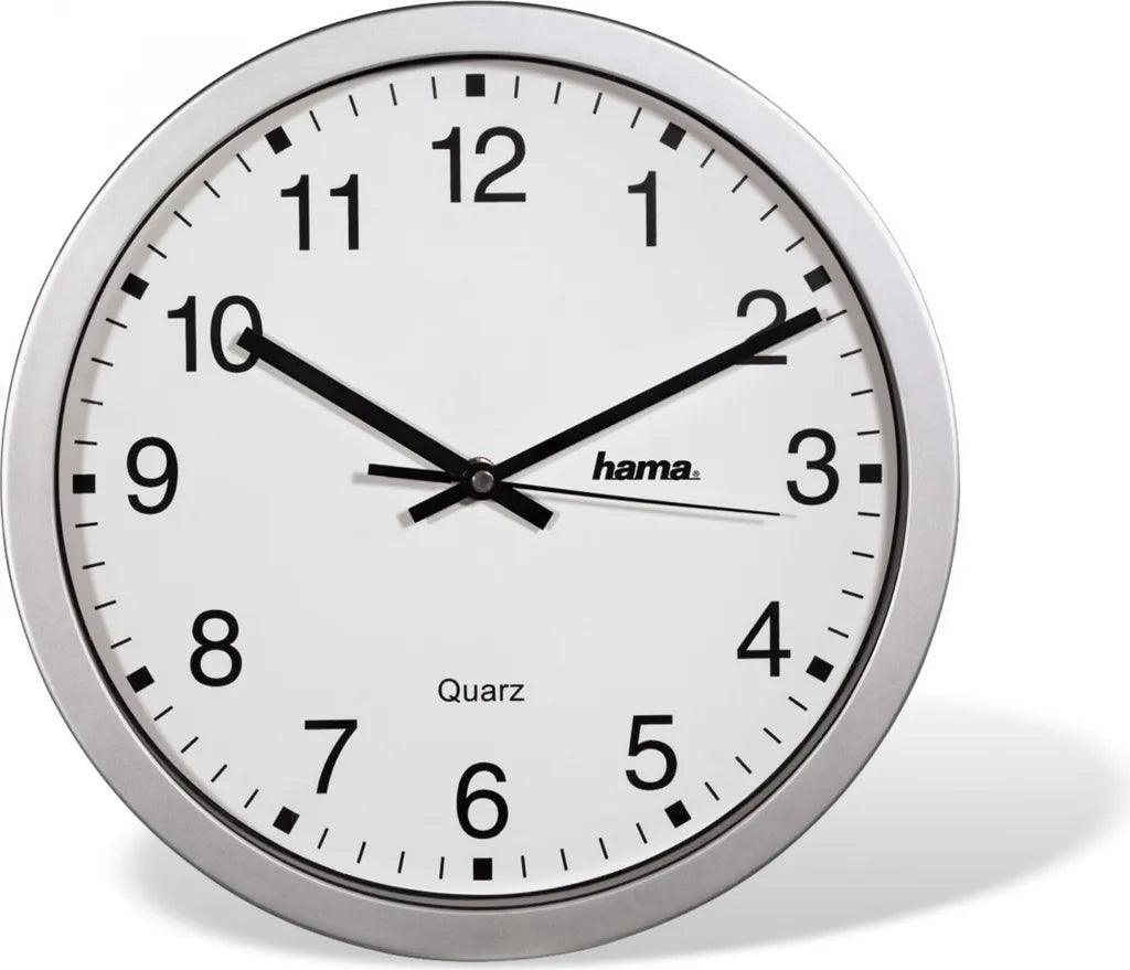  Hama Wanduhr CWA100 00186411 30cm Rund Analog Silber +Batterien