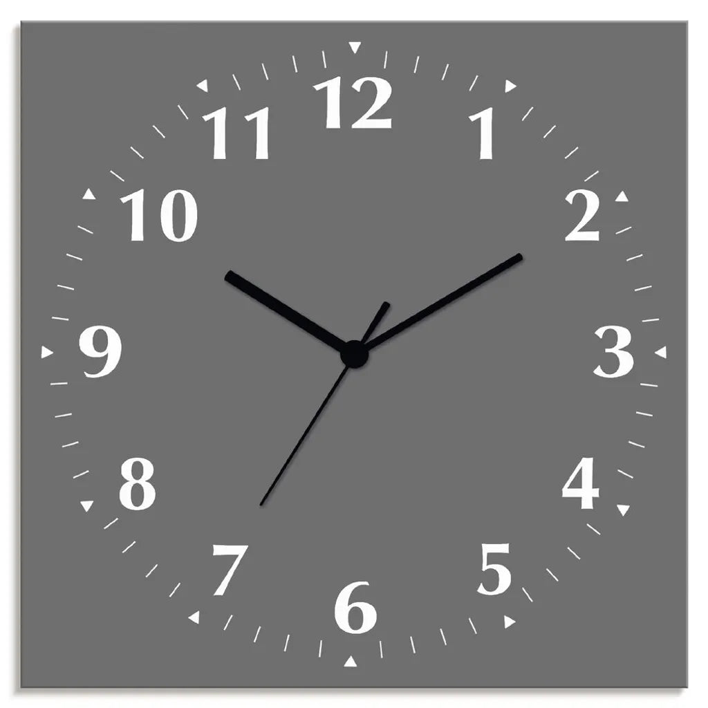  ARTland Wanduhr Auf Alu Quarzuhr - Schwarzer Zeiger Trendfarbe Grau Größe: 30x30 Cm