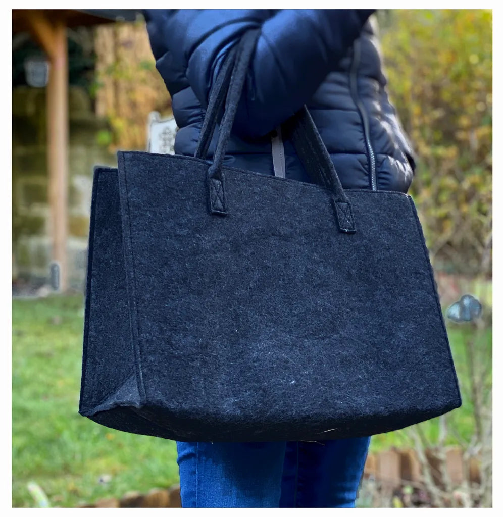  Heimtexland ® Allzweck Filztasche Shopper Tragetasche Filz Einkaufstasche Einkaufskorb Kaminholz Korb Aufbewahrung XL Tasche Typ717 Anthrazit