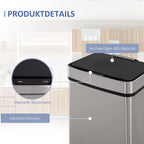  HOMCOM Mülleimer Abfalleimer Mit Sensor 72 L Mülltrennsystem 3 Fächer Edelstahl Silber 42 X 30 X 81 Cm