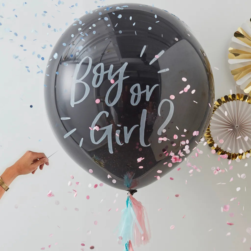  Ginger Ray XXL Luftballon Boy Or Girl. Inkl. Konfetti Babyparty Rosa Hellblau