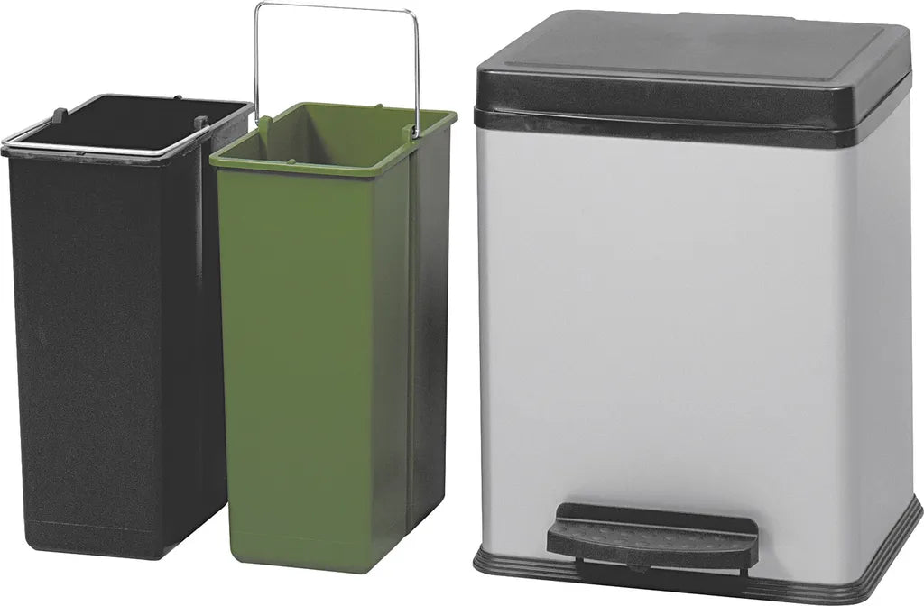  WESCO Treteimer Ökosammler 2x10ltr. 43cm Silber