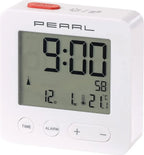 Pearl Digitaler Reise Funkwecker Mit Thermometer & Datum Beleuchtetes XL Display Weiss