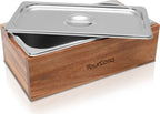  YourCasa® Komposteimer - Akazien Holz Box - Biomülleimer Küche - Spülmaschinenfest - Geruchsdicht- Herausnehmbarer Edelstahl Einsatz -Mülleimer Küche Mit Deckel Biomüll