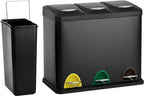  SVITA TC3X8 24 L Treteimer Abfalleimer Mülleimer Pulverbeschichteter Stahl Schwarz