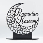  2x Ramadan Eid Mubarak Dekorationen Eid Mubarak Acryl Ornamente Mond Sterne,Muslim Festival Dekorationen, Schwarz