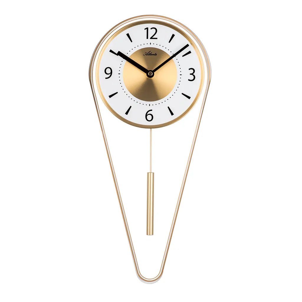  Atlanta 5008/9 Wanduhr Quarz Mit Pendel Golden Pendeluhr Mordern