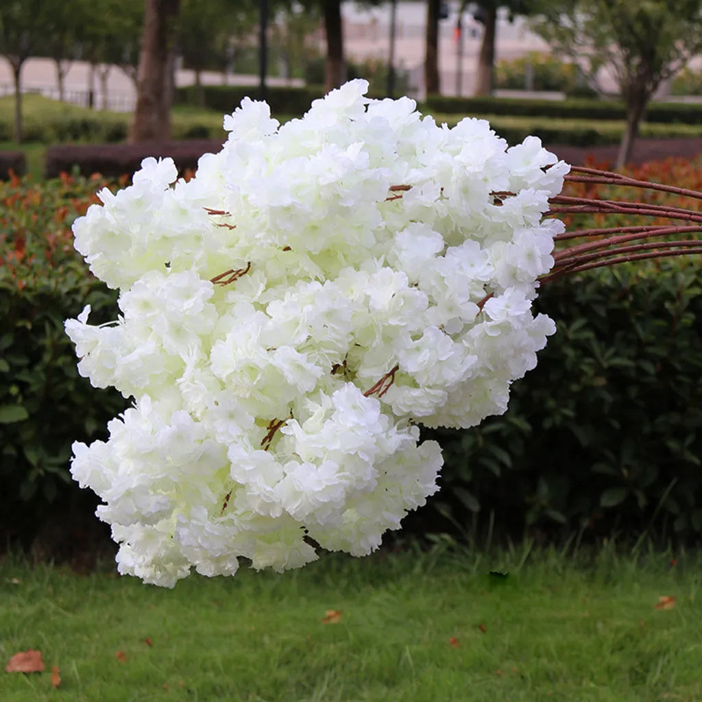  2 Stück Künstliche Blume Kirschblüten Simulation Hochzeit Party Ornament Bridal Wedding Bouquet Home Decor (Weiß)