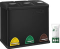  SONGMICS Mülleimer Für Die Küche, 3 X 8 Liter, Abfalleimer Aus Metall, 3-in-1 Treteimer, Mülltrennung, Mülltrennsystem, 15 Müllbeutel, Einfach Zu Reinigen, Stahl, Schwarz LTB24BK