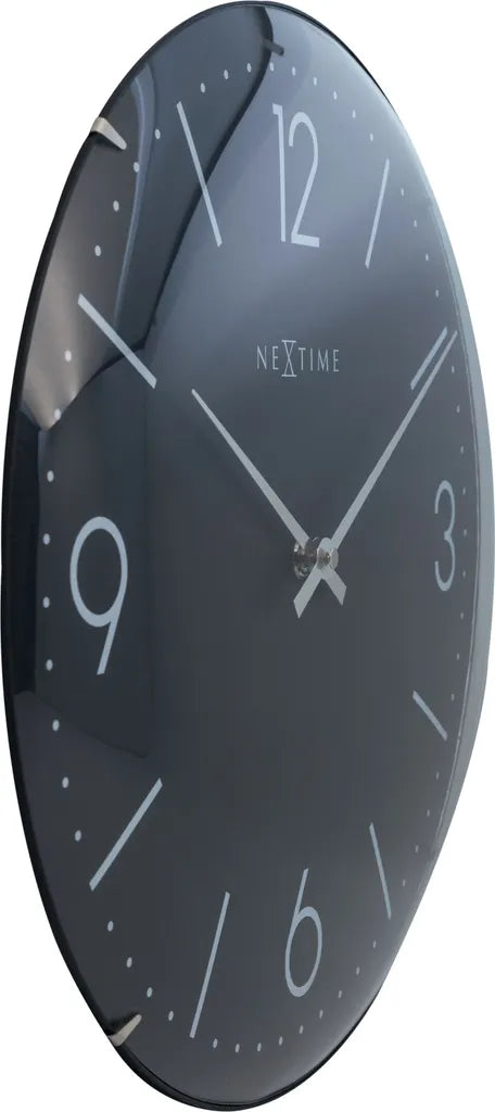  NeXtime Wanduhr BASIC DOME Ø35,6cm Lautlos Wohnzimmer Küche Quarz Uhr Schwarz