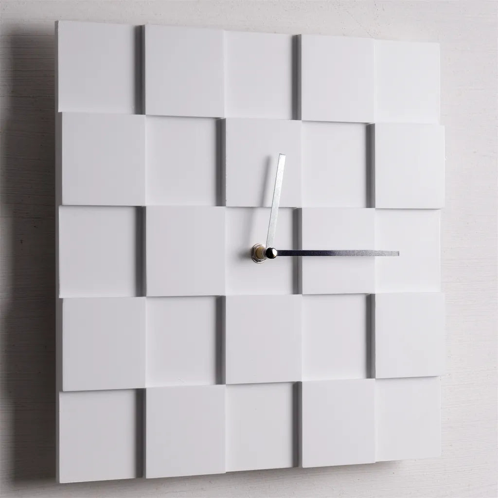  DESIGN WANDUHR 3D PLATES | 30cm Quadratische Küchenuhr Moderne Wanduhr