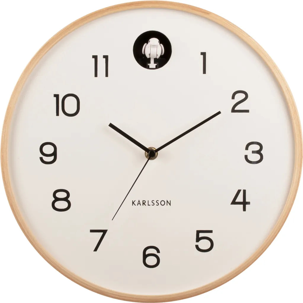 PRESENT TIME Karlsson Wanduhr NATURAL CUCKOO Weiß | Ø31,5x6cm