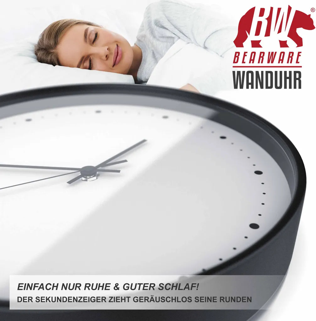  BEARWARE Wanduhr Rund Mit 24 Cm Durchmesser Analoge Anzeige - DCF-Signal - Batteriebetrieb
