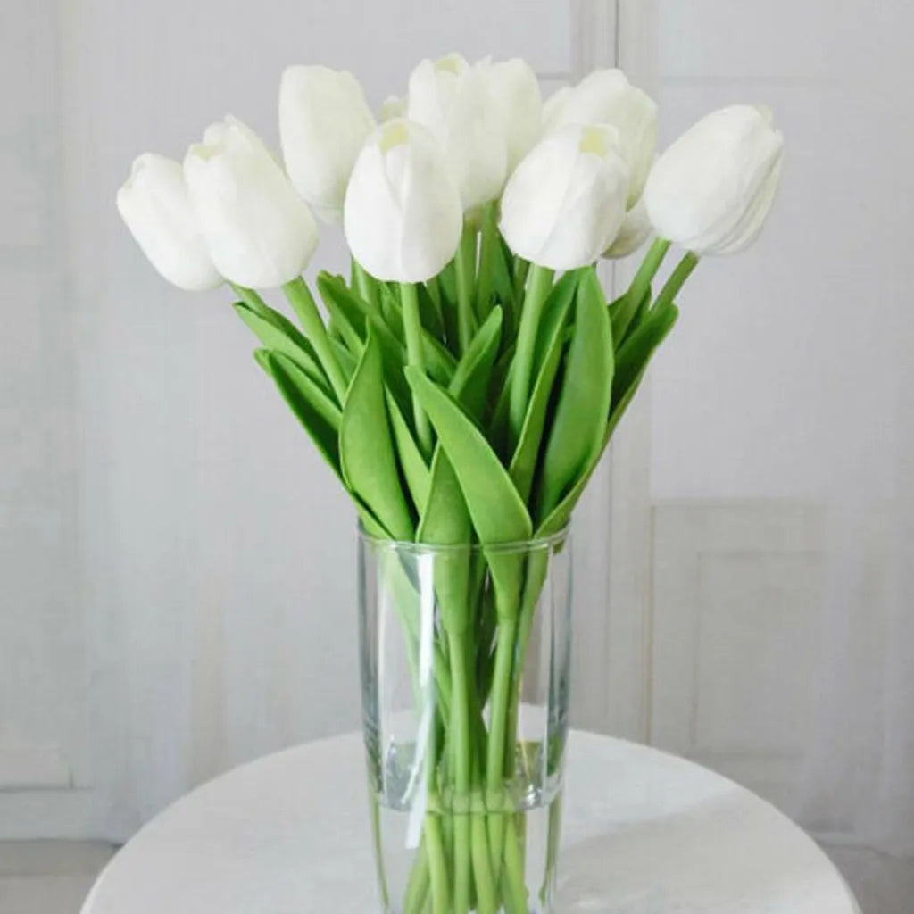 10er Künstliche Tulpe Blume Kunstblumen Gefälschte Blumen Bukett Künstlich Tulpe Weiß