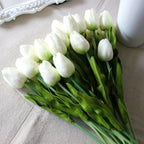  20 Stück Tulpe Künstliche Blume Latex Real Touch Bridal Wedding Bouquet Home Decor (Weiß)
