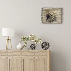  ARTland Holz Wanduhr Quarzuhr - Schwarzer Zeiger Große Pusteblume Größe: 40x30 Cm