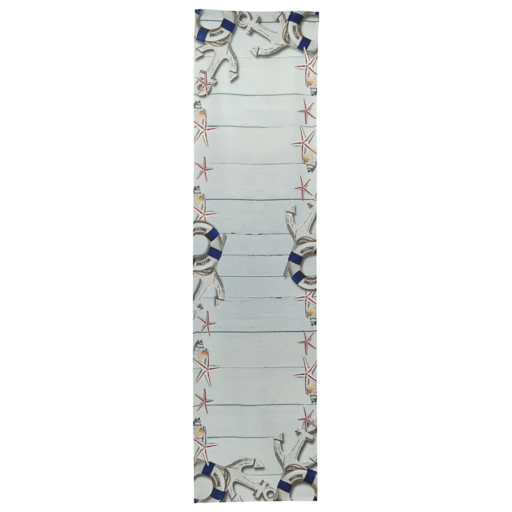  Tischläufer "Maritim" 40x160cm Decke Motivdecke Anker Seestern Schwimmring Tischtuch Tafeldecke