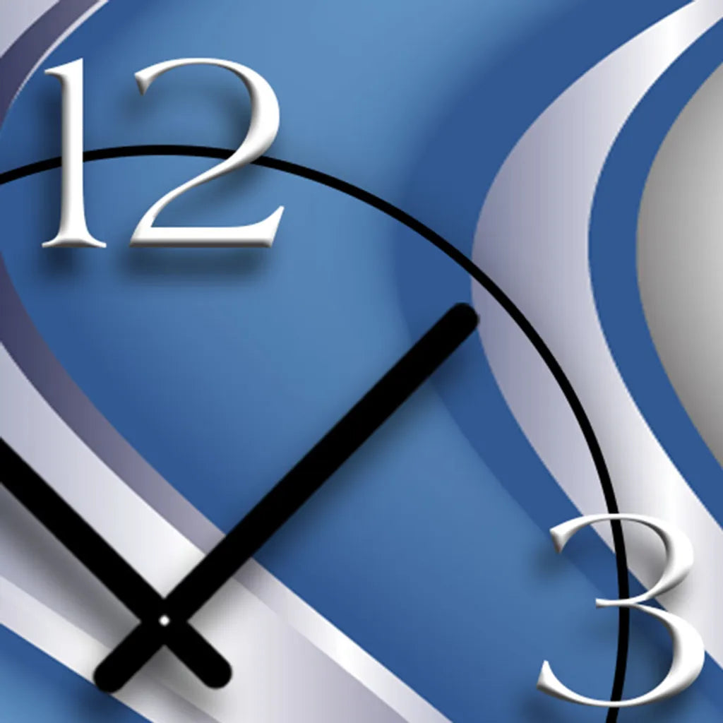  Abstrakt Blau Silber Designer Wanduhr Modernes Wanduhren Design Leise Kein Ticken Dixtime 3DS-0024