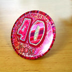 Unique Zahl 40 Als Glitzer-Ansteckbutton, 15cm, Auch Zum Aufstellen