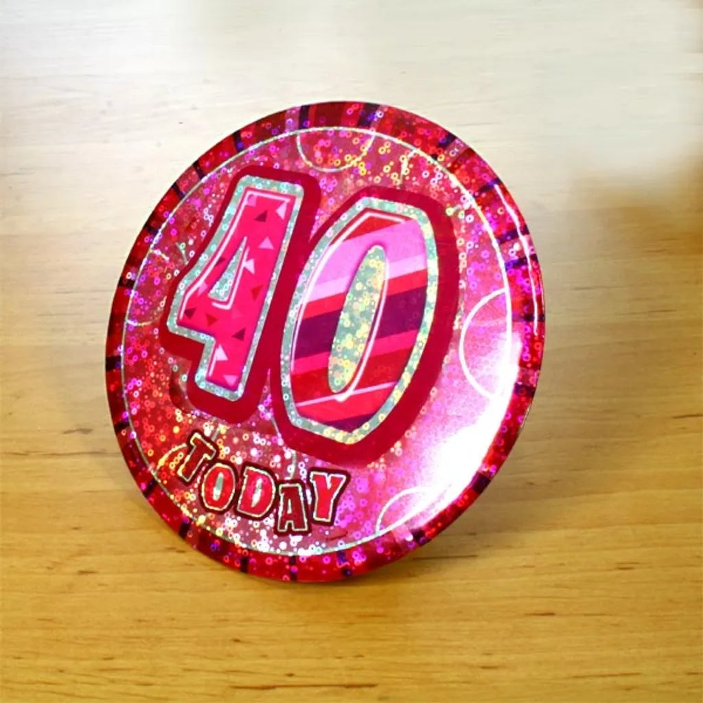 Unique Zahl 40 Als Glitzer-Ansteckbutton, 15cm, Auch Zum Aufstellen