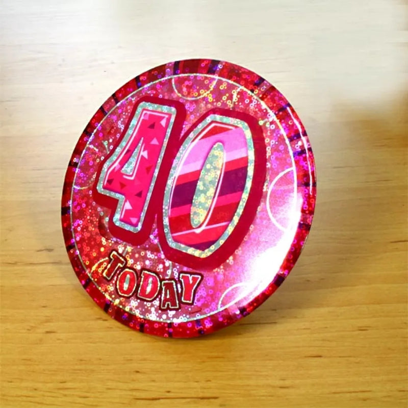 Unique Zahl 40 Als Glitzer-Ansteckbutton, 15cm, Auch Zum Aufstellen