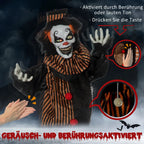  Outsunny 1,7m Halloween Dekoration Horror-Clown Mit Spezialeffekten Und Soundfunktion Rote Augen Mit Leuchtern Gruselige Clown