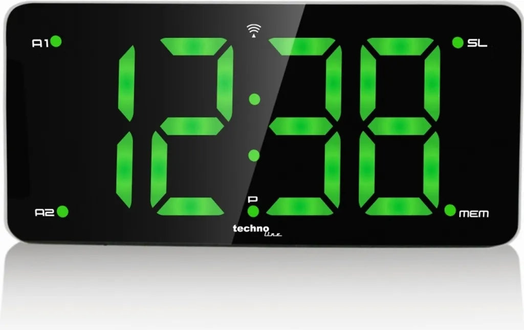  Technoline WT 486 Schwarz-Silber, Radiowecker, Funk, LED Ziffern, Sleep-Timer