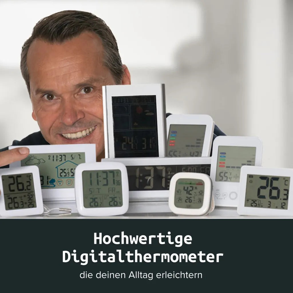  Fackelmann Digitale Funkuhr Mit Wecker Tecno, Digitaluhr Mit Temperaturanzeige, Funkwecker Mit USB-Anschluss, Hochwertiger Digitalwecker, Uhr Mit Thermo-Hygrometer (Farbe: Weiß)