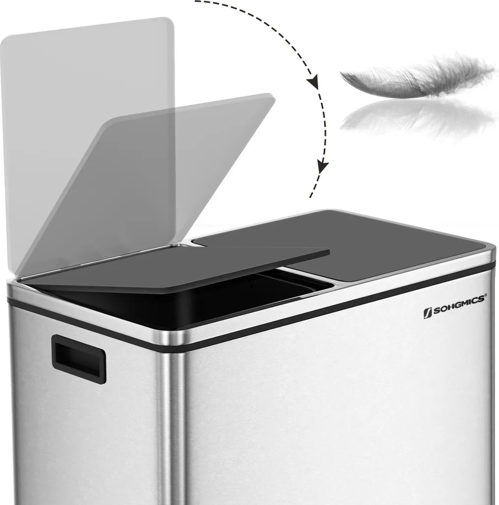  SONGMICS Mülleimer 60L Mit Müllbeutel Treteimer 2 X 30L Edelstahl Abfalleimer Mit Inneneimer Fingerabdruckfrei Mit Handgriffen Trennsysteme LTB60NL