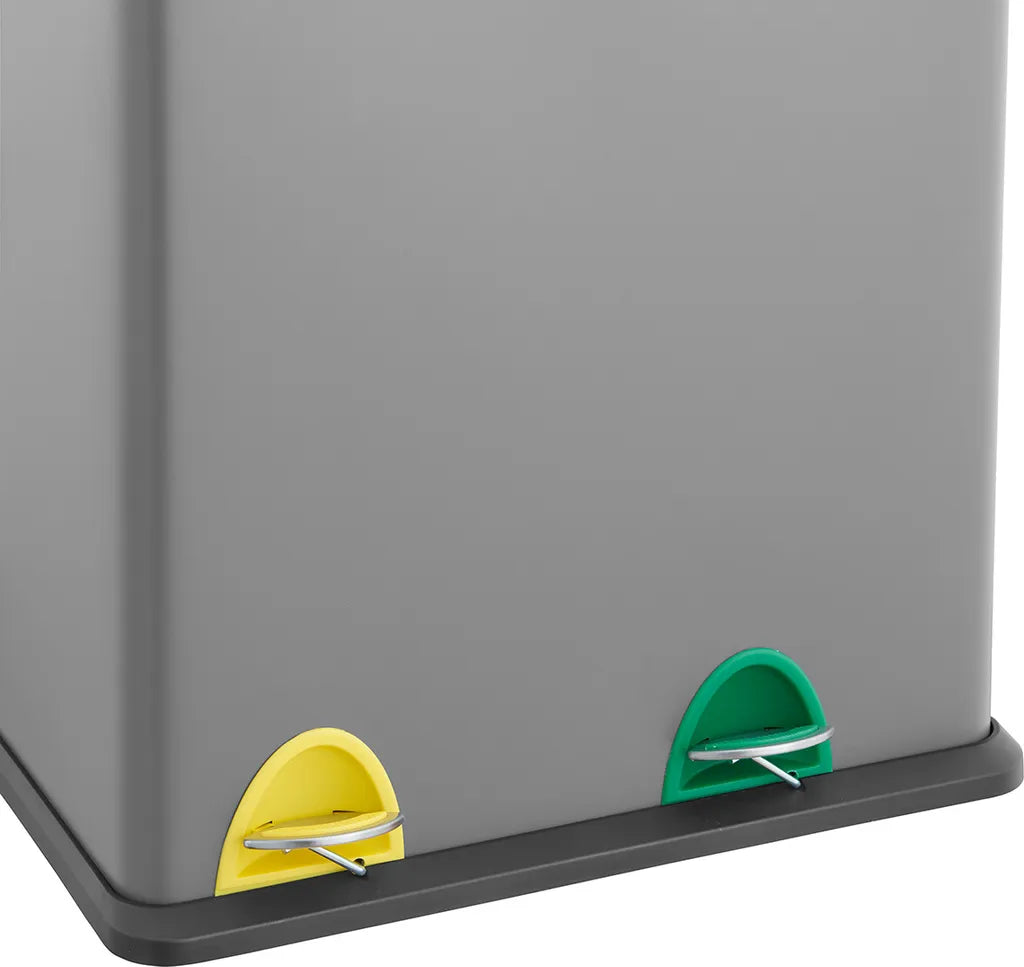  SVITA TC2Combo35 Mülleimer Grau Stahl Abfalleimer Mülltrennung (12l + 23l) Papierkorb