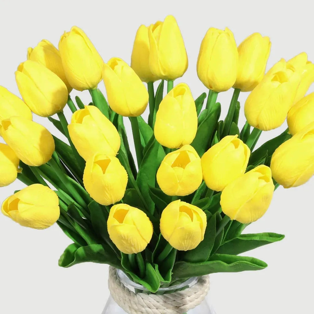  10er Künstliche Tulpe Blume Kunstblumen Gefälschte Blumen Bukett Künstlich Tulpe Gelb