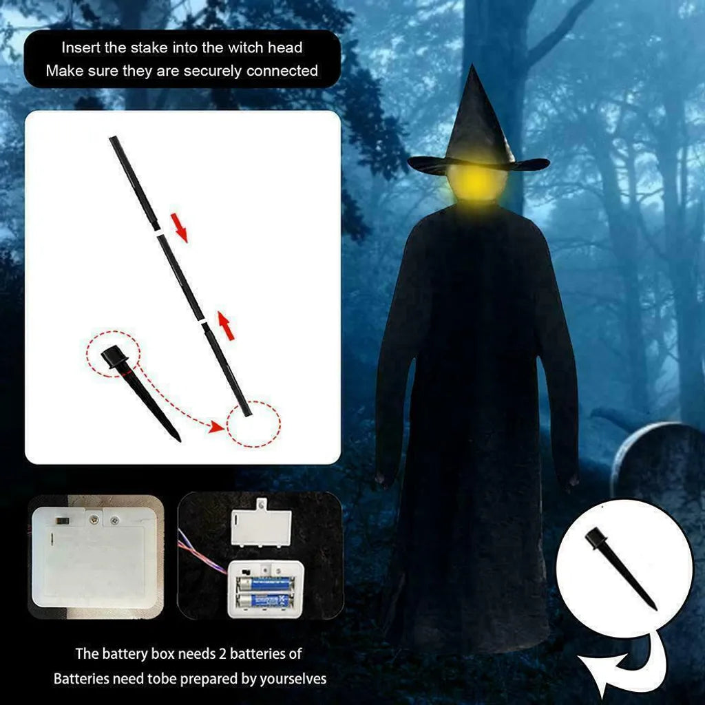  2 Stk Halloween Leuchtende Hexen Geist 170cm Halloween Dekoration Horror Requisiten Gruselig Gartendeko