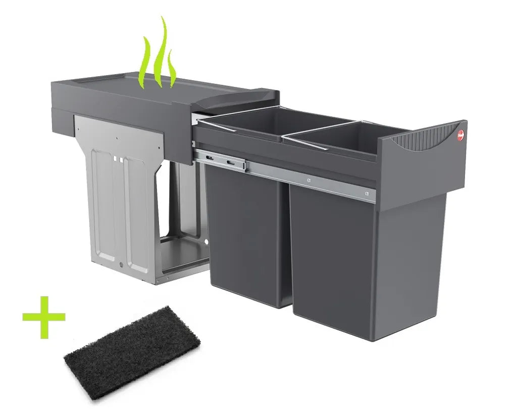  Hailo Abfallsammler 366610 Tandem 2x 15 L PlusFilter Mülleimer Abfalltrennsystem