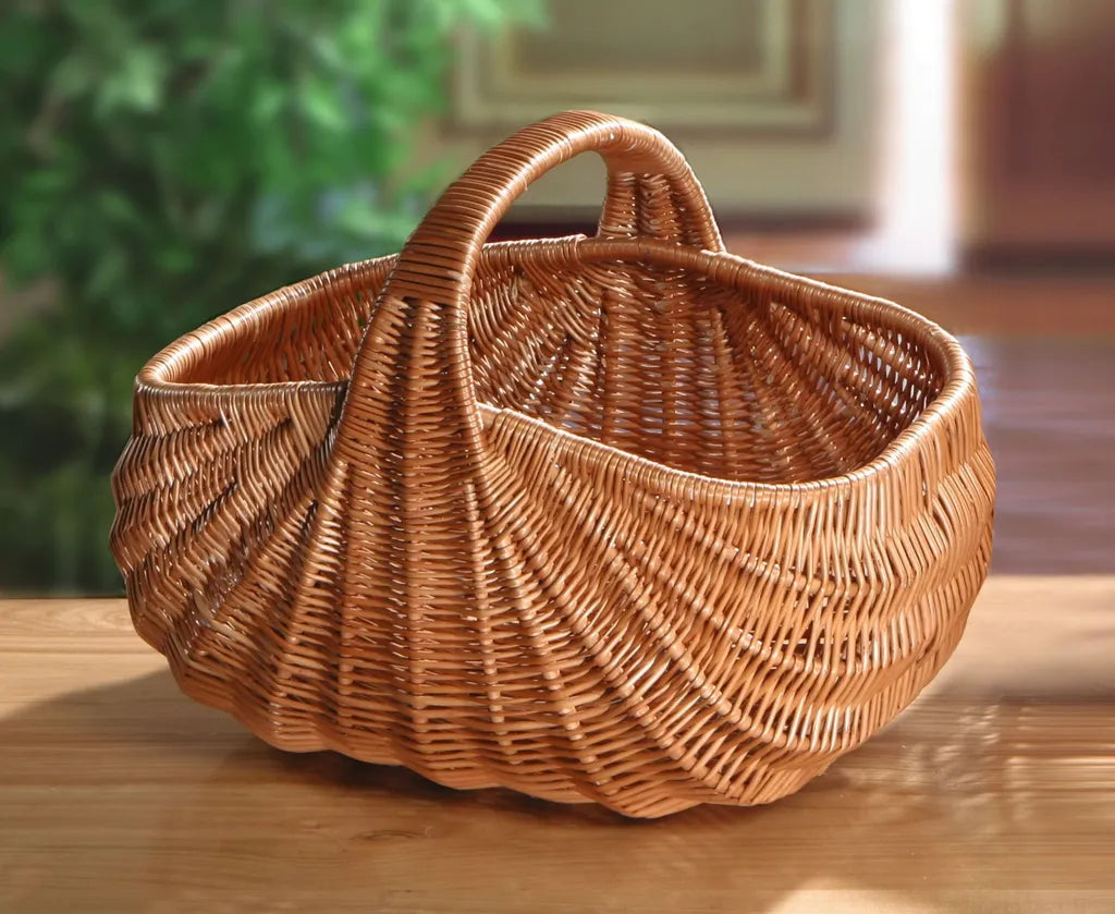  Einkaufskorb "Muschel",Vollweide, Tragekorb, Bügelkorb, Picknickkorb, Weidenkorb