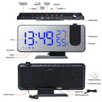  1x NEUER Digitaler LED-Projektionswecker ， (Weiß: Weiße Wörter) Mit FM-Radio-Snooze