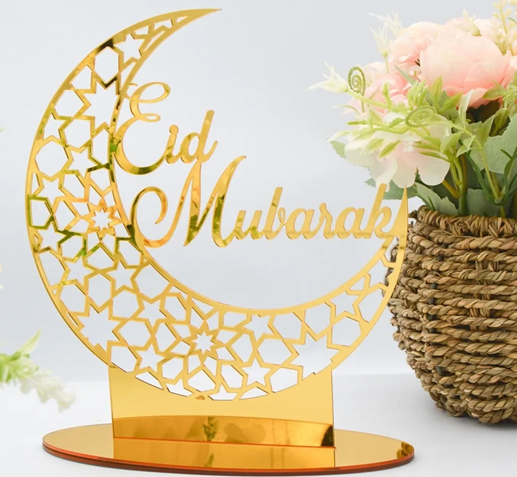  2x Ramadan Eid Mubarak Dekorationen Eid Mubarak Acryl Ornamente Mond Sterne, Ramadan Dekorationen