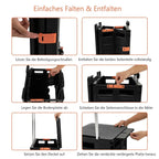  COSTWAY 55L Einkaufstrolley 80kg Belastbar, Klappbarer Einkaufswagen Mit 3-fach Verstellbarem Griff, 2 Bremsbaren Universalrädern & Erweiterbarer Obere Abdeckung, Handwagen Tragbar, Schwarz