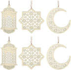  4 Stücke Holz Anhänger Ornament Ramadan Mubarak Eid Kareem Dekoration Mond Sterne Wind Licht Form Anhänger Ornament Für Ramadan Dekorationen