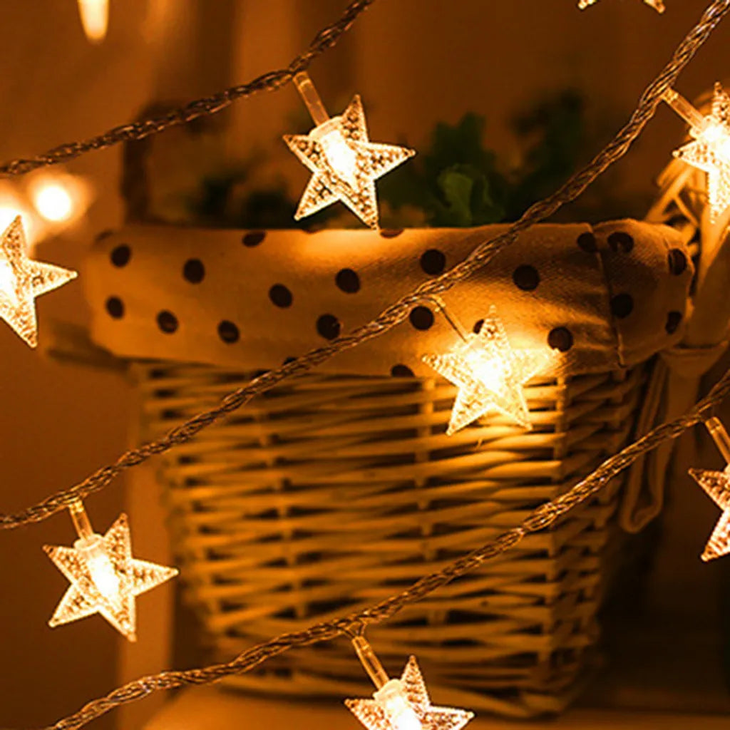  20 LED-Sternen-Lichterketten, Märchen-Weihnachtsbeleuchtung, Batteriebetrieben, Für Party-, Hochzeits- Und Feiertagsdekorationen, Warmweiß
