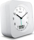  Mebus Funk-Wecker Mit Thermometer / Datumsanzeige, Schlummerfunktion, Großes Display/ Quadratisch / Hintergrundbeleuchtung / Farbe: Weiß / Modell: 25610