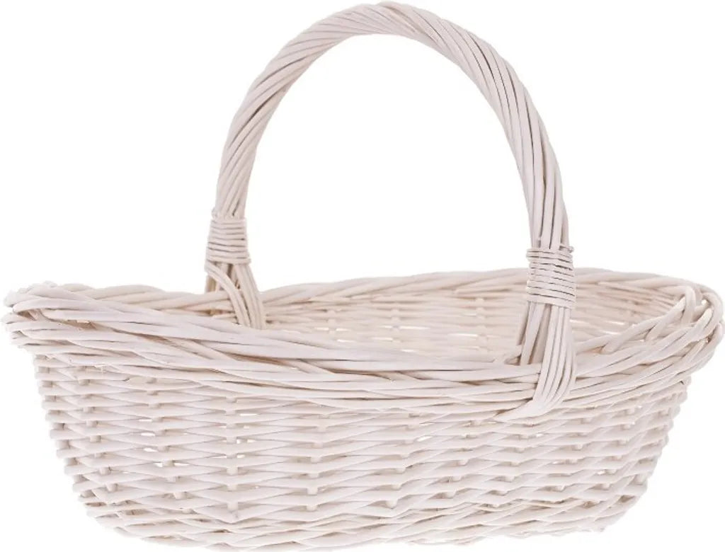  Einkaufskorb Aus Weide, Bügelkorb Creme 43x36 H17/35 Cm