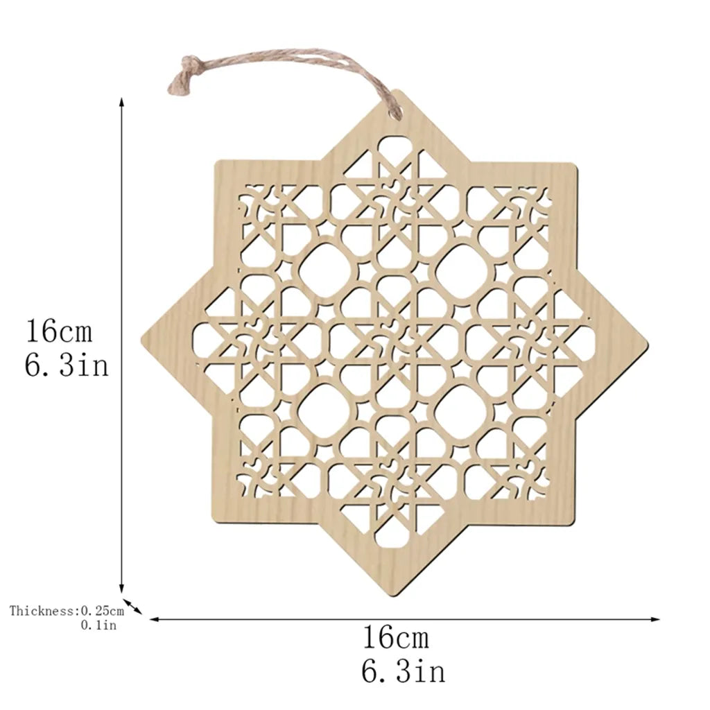  4 Stücke Holz Anhänger Ornament Ramadan Mubarak Eid Kareem Dekoration Mond Sterne Wind Licht Form Anhänger Ornament Für Ramadan Dekorationen
