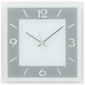  AMS 9573 Wanduhr Quarz Analog Grau Eckig Quadratisch Mit Glas Leise Ohne Ticken