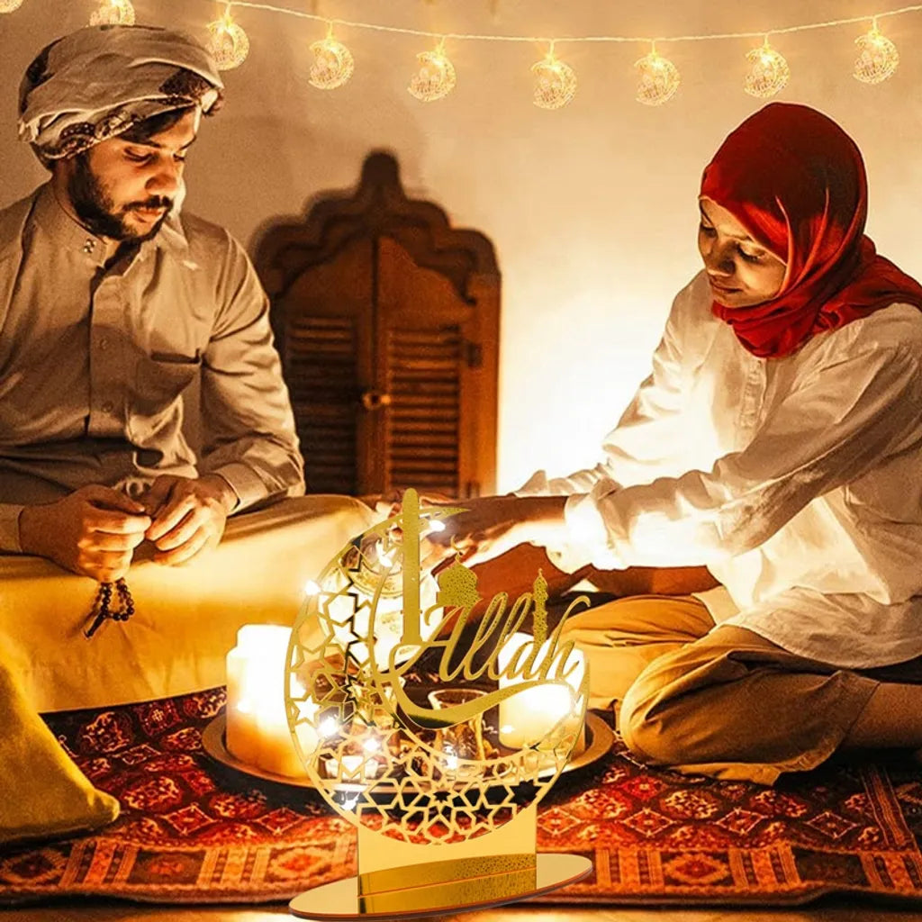  Ramadan Eid Mubarak Dekorationen LED Eid Mubarak Acryl Ornamente Mond Sterne, Muslim Festival Dekorationen