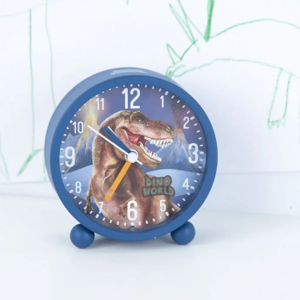  Depesche 12155 Dino World Wecker Blau Dinosaurier T-REX Lautlos Mit Lichtfunktion