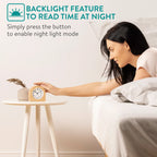  Navaris Holz Analog Wecker - Batteriebetrieben, Lautlos Ohne Ticken Mit Snooze Schlummerfunktion Und Licht - Retro Design - Naturholz In Hellbraun