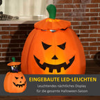  Outsunny 115 Cm Halloween Deko Aufblasbar Kürbisgeist Mit Beweglicher Katze Helloween-Gartendeko Mit LED Lichter Wasserdicht Für Indoor Außen Hof Rasen Haus Halloween Party