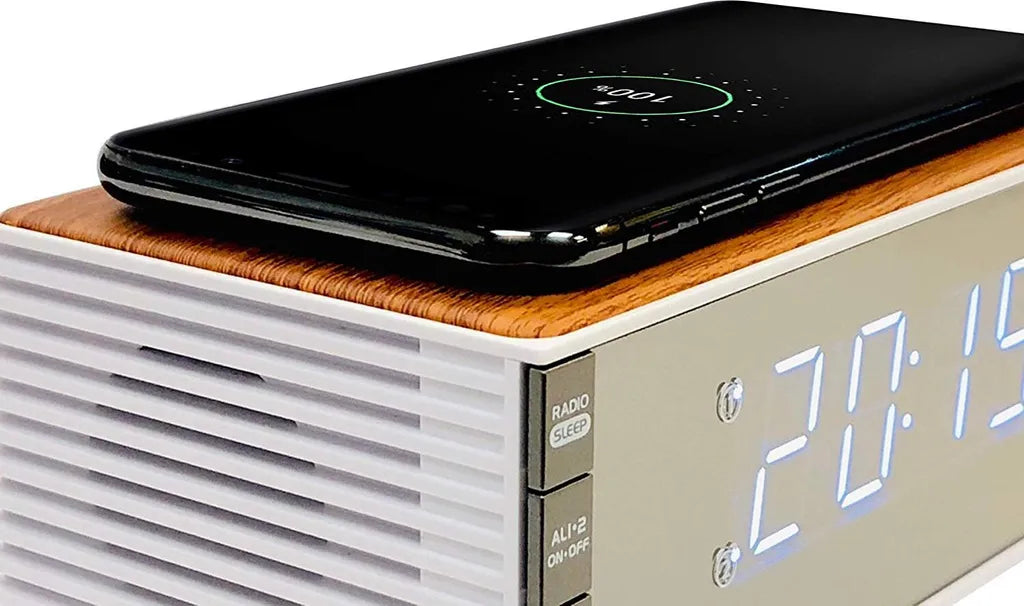  Technoline WT 487 Radiowecker Mit Qi-Ladefläche, Farbe:Braun